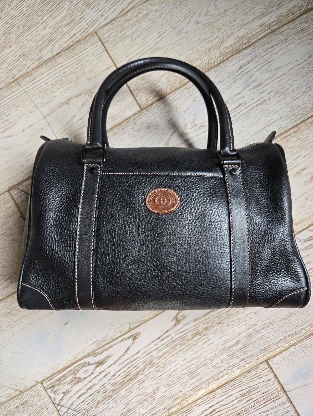 GUCCI Micro Boston Bag Pebbled Leather Satchel Vintage 90s Classic